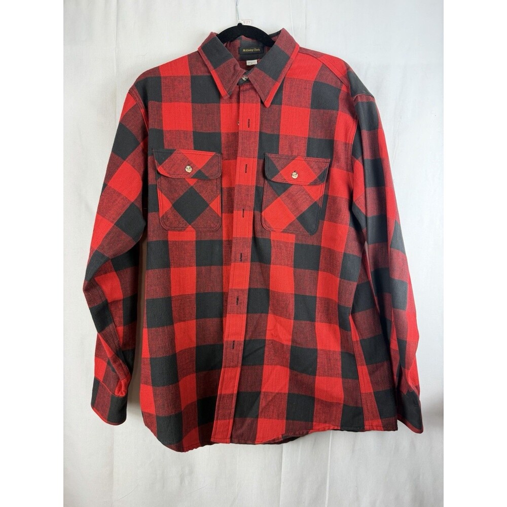Vintage Eddie Bauer Paul Bunyan Red & Black Plaid Mckinley Cloth USA 100% Cotton